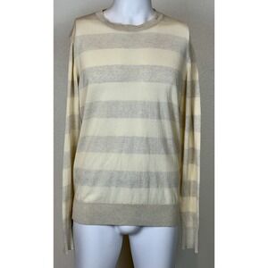 Mauro Grifoni Mens Italian Cotton Sweater Worn Effect Sz L  Ivory Preppy Coastal